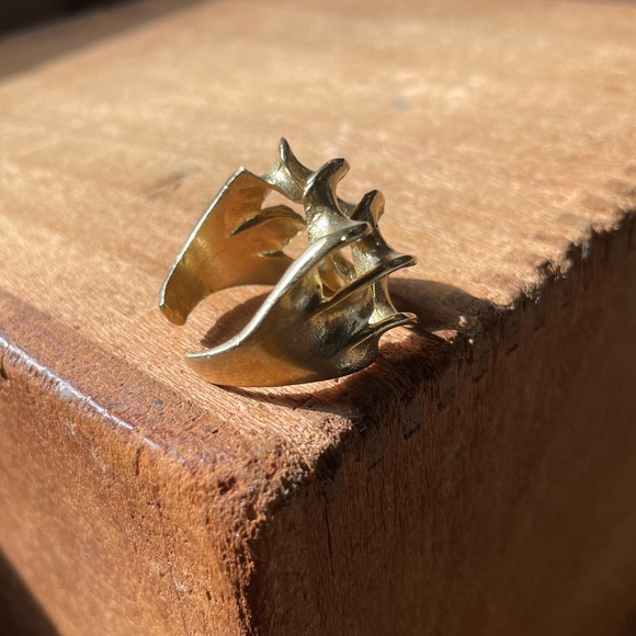 Vintage gold brass twist chunky boho ring statement - Picture 5 of 7